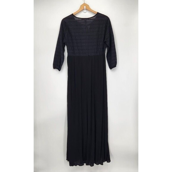 New Max Mara Studio Gelosia Maxi Dress Eyelet Crochet/Jersey Knit Black Medium - Picture 2 of 4